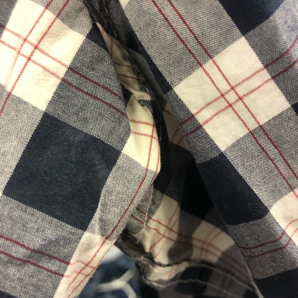 Eddie Bauer Men's Navy and White Checker Plaid Short Sleeve Button Down Shirt XL - Picture 5 of 5